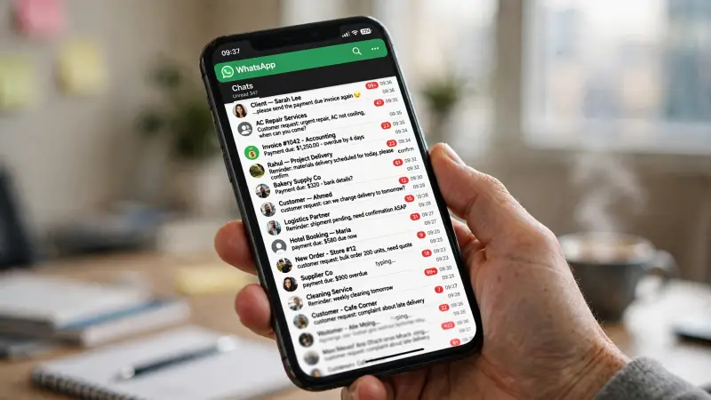 Overwhelming pile of WhatsApp chats used to track customer payments